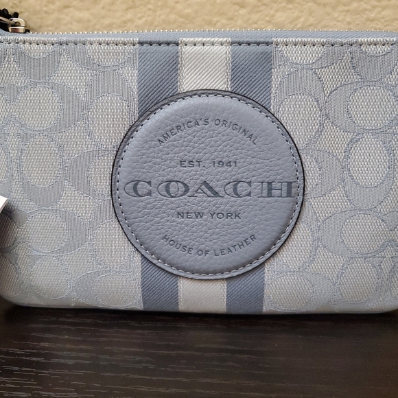 Coach Dempsey Large Phone Wristlet In Signature Jacquard Witn Stripe And Coach P - Picture 6 of 11